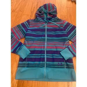 Under Armour Women's UA Storm Striped Hooded zip up jacket size medium